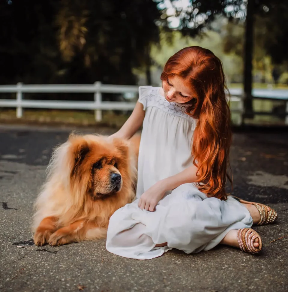 The girl with dog The girl with dog